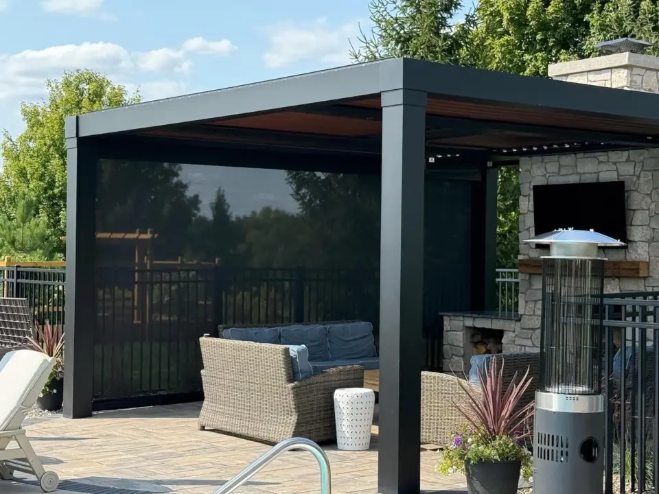 black privacy screen installation 960x720