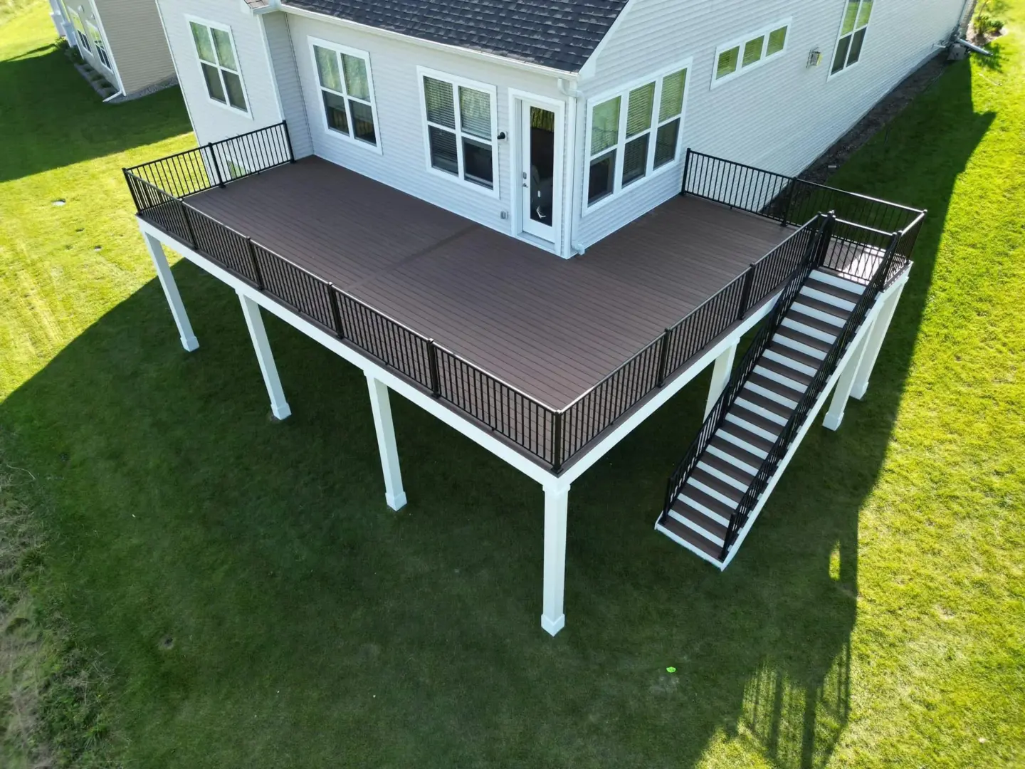 Brown deck aerial view with grass