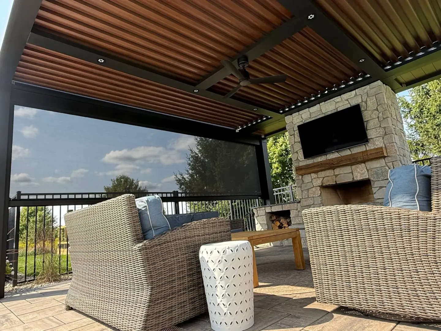 Clean house with wide privacy screen installation