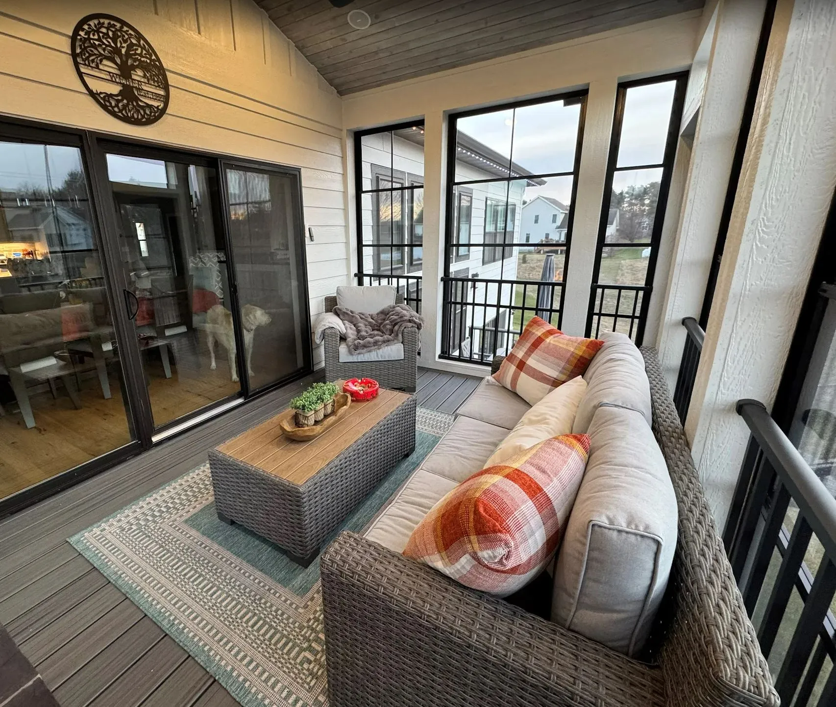 Cozy deck with sunroom
