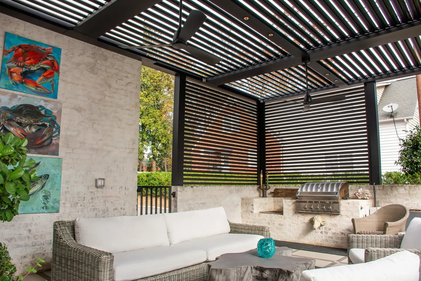Pergola cozy house with privacy walls