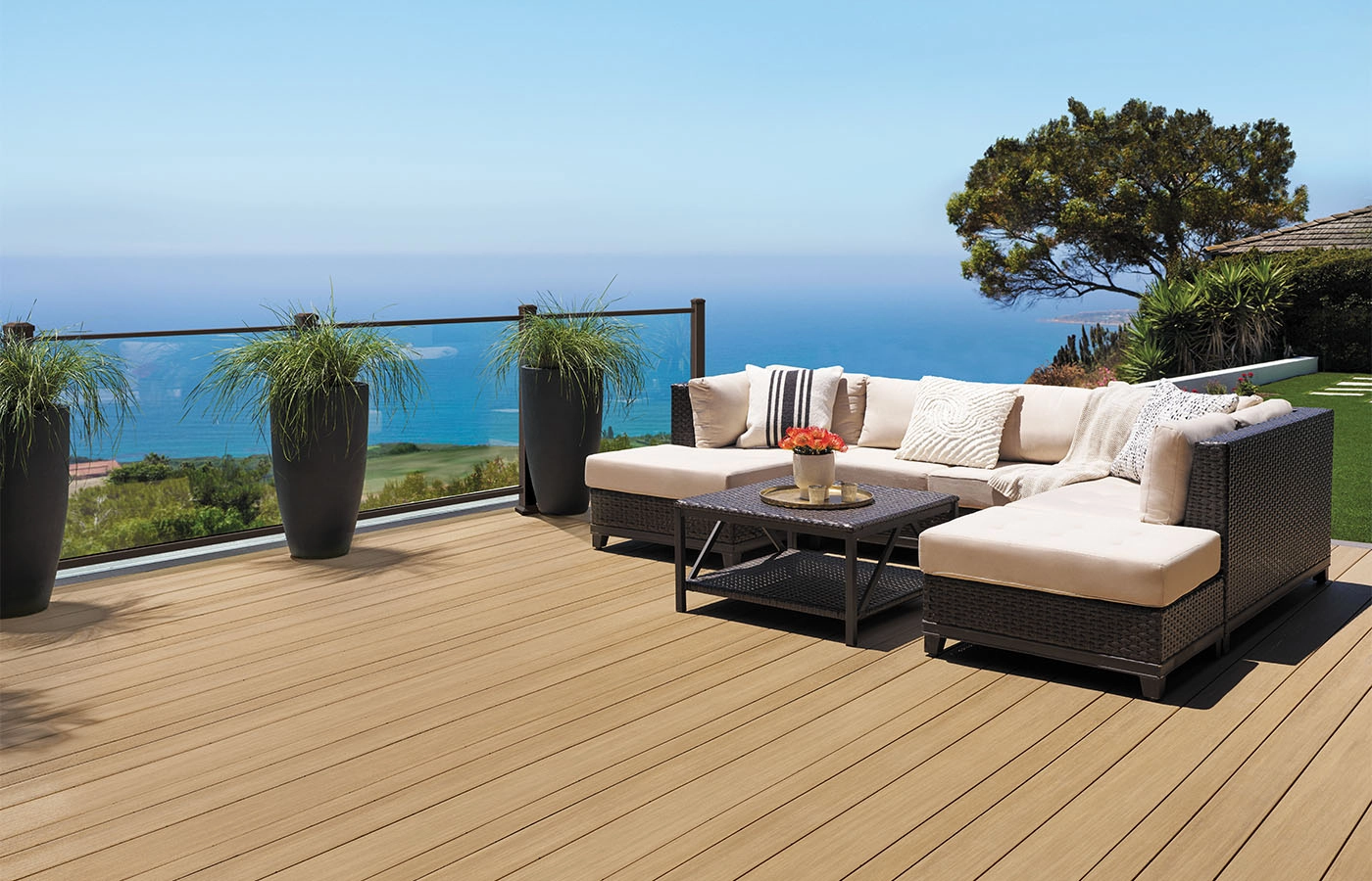 Pvc vintage deck with a sea view
