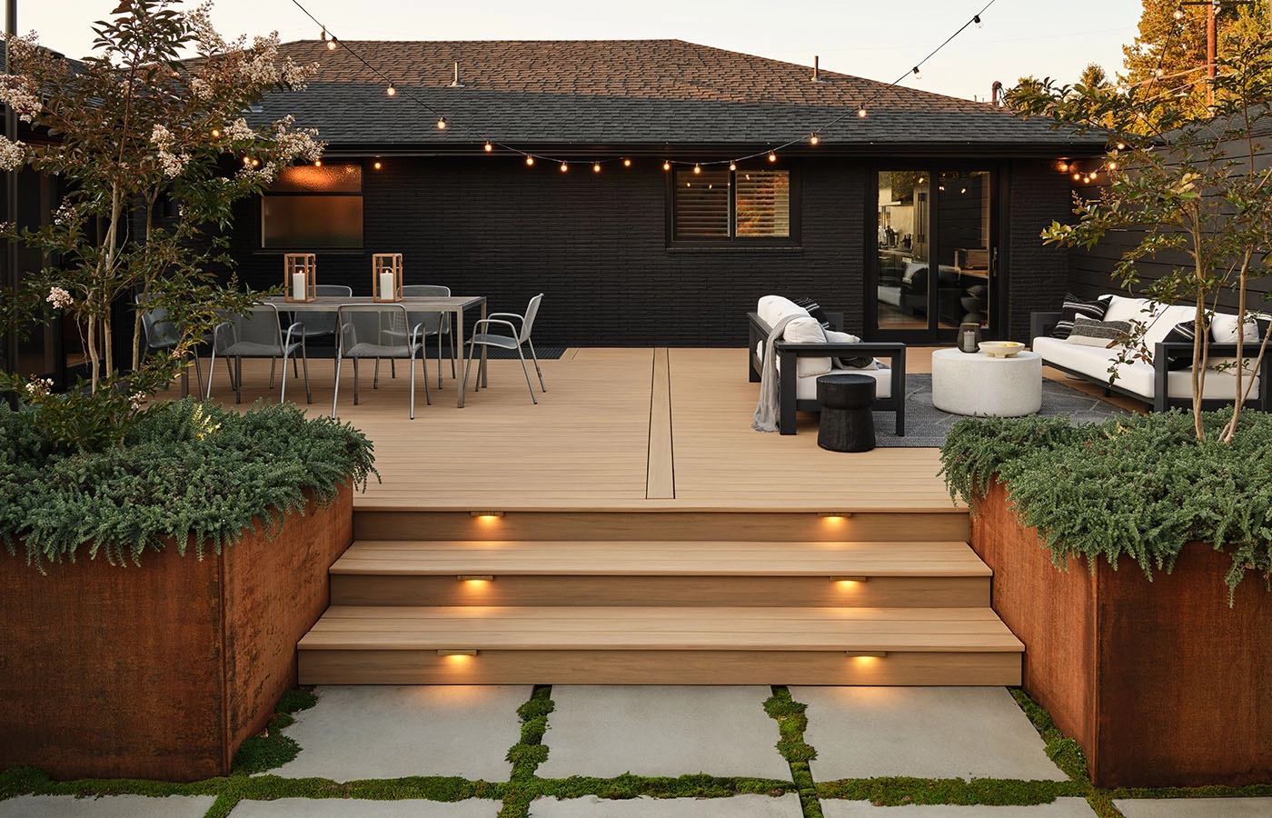 Vintage seattle decking with amazing deck lighting